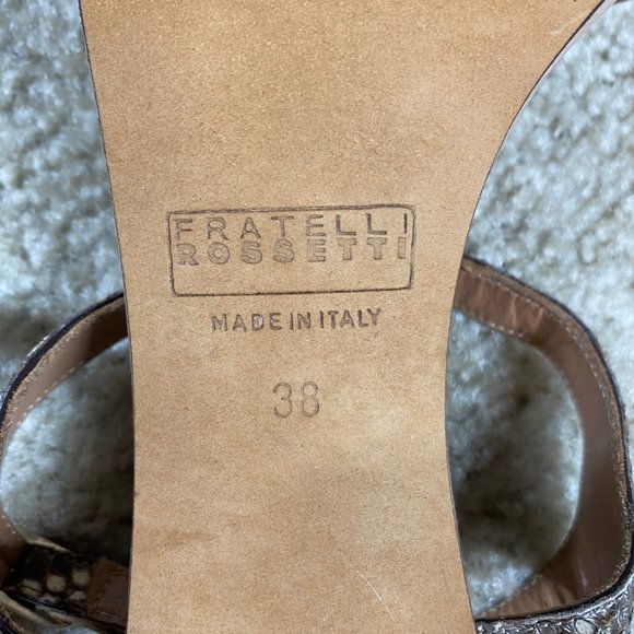 Fratelli Rossetti Tan Sandal Heels Snake Strap 7.5 - Picture 11 of 14